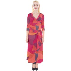 Red Orange Yellow Pink Art Quarter Sleeve Wrap Maxi Dress by yoursparklingshop