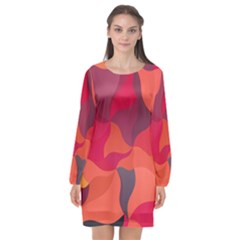 Red Orange Yellow Pink Art Long Sleeve Chiffon Shift Dress  by yoursparklingshop