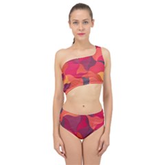 Red Orange Yellow Pink Art Spliced Up Swimsuit