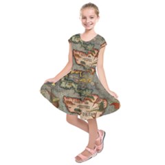 Vintage Map Kids  Short Sleeve Dress