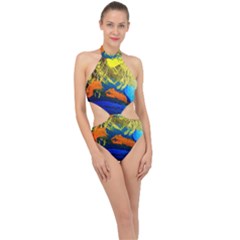 I Wonder 2 Halter Side Cut Swimsuit