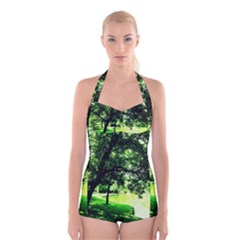 Lake Park 17 Boyleg Halter Swimsuit  by bestdesignintheworld