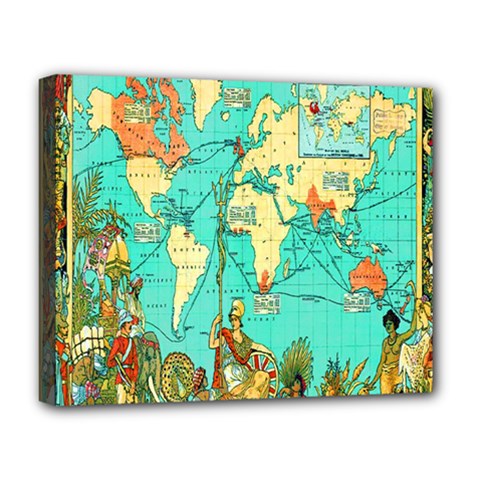 Vintage Map-1 Deluxe Canvas 20  X 16   by ArtworkByPatrick