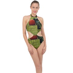 Pumpkins 10 Halter Side Cut Swimsuit