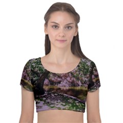 Old Tree 6 Velvet Short Sleeve Crop Top 