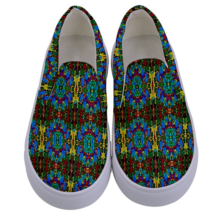 Colorful-29 Kids  Canvas Slip Ons