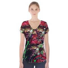 Bloody Coffee 2 Short Sleeve Front Detail Top by bestdesignintheworld