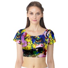 Yellow Roses 2 Short Sleeve Crop Top by bestdesignintheworld