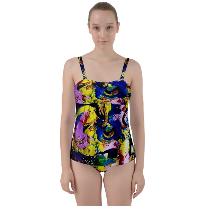 Yellow Roses 2 Twist Front Tankini Set