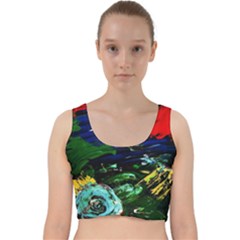 Tumble Weed And Blue Rose Velvet Racer Back Crop Top