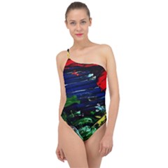 Tumble Weed And Blue Rose Classic One Shoulder Swimsuit