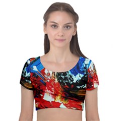 Mixed Feelings 4 Velvet Short Sleeve Crop Top  by bestdesignintheworld