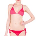 Pink Scarlet Gradient Stripes Pattern Bikini Set View1