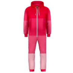 Pink Scarlet Gradient Stripes Pattern Hooded Jumpsuit (men) 