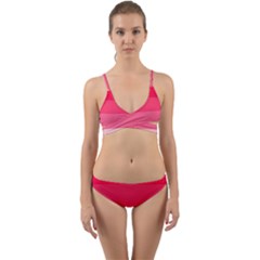 Pink Scarlet Gradient Stripes Pattern Wrap Around Bikini Set by yoursparklingshop