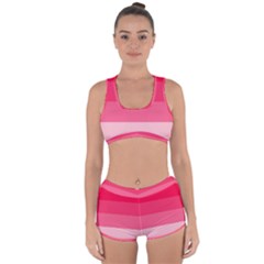 Pink Scarlet Gradient Stripes Pattern Racerback Boyleg Bikini Set by yoursparklingshop