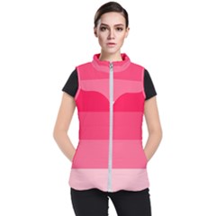 Pink Scarlet Gradient Stripes Pattern Women s Puffer Vest