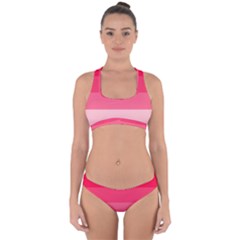 Pink Scarlet Gradient Stripes Pattern Cross Back Hipster Bikini Set by yoursparklingshop