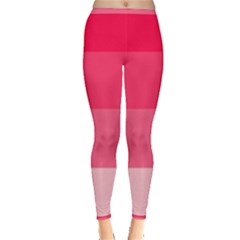 Pink Scarlet Gradient Stripes Pattern Inside Out Leggings by yoursparklingshop