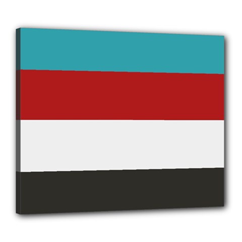 Dark Turquoise Deep Red Gray Elegant Striped Pattern Canvas 24  X 20  by yoursparklingshop