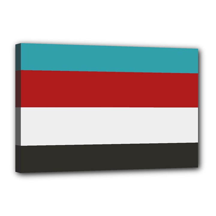 Dark Turquoise Deep Red Gray Elegant Striped Pattern Canvas 18  x 12 