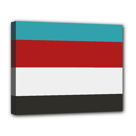 Dark Turquoise Deep Red Gray Elegant Striped Pattern Deluxe Canvas 20  X 16   by yoursparklingshop