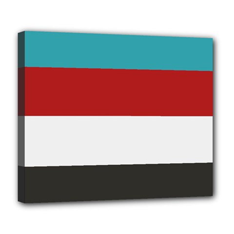 Dark Turquoise Deep Red Gray Elegant Striped Pattern Deluxe Canvas 24  X 20   by yoursparklingshop