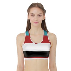 Dark Turquoise Deep Red Gray Elegant Striped Pattern Sports Bra With Border by yoursparklingshop