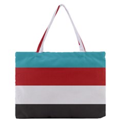 Dark Turquoise Deep Red Gray Elegant Striped Pattern Zipper Medium Tote Bag