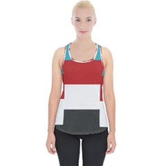 Dark Turquoise Deep Red Gray Elegant Striped Pattern Piece Up Tank Top by yoursparklingshop