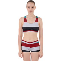 Dark Turquoise Deep Red Gray Elegant Striped Pattern Work It Out Gym Set by yoursparklingshop