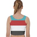 Dark Turquoise Deep Red Gray Elegant Striped Pattern Velvet Racer Back Crop Top View2