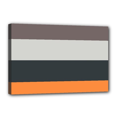 Orange Sand Charcoal Stripes Pattern Striped Elegant Canvas 18  X 12  by yoursparklingshop