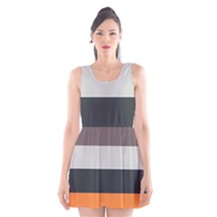 Orange Sand Charcoal Stripes Pattern Striped Elegant Scoop Neck Skater Dress by yoursparklingshop