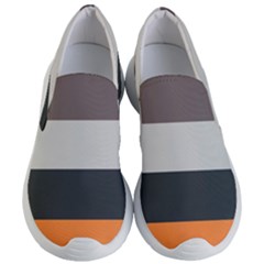 Orange Sand Charcoal Stripes Pattern Striped Elegant Women s Lightweight Slip Ons