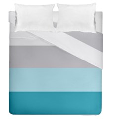 Blue Gray Striped Pattern Horizontal Stripes Duvet Cover Double Side (queen Size) by yoursparklingshop