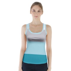 Blue Gray Striped Pattern Horizontal Stripes Racer Back Sports Top by yoursparklingshop