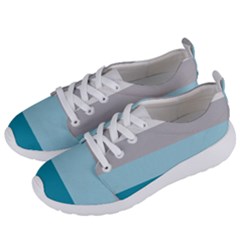 Blue Gray Striped Pattern Horizontal Stripes Women s Lightweight Sports Shoes by yoursparklingshop