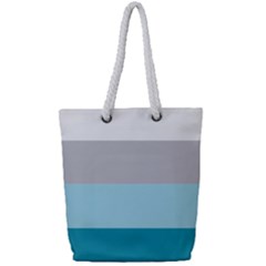 Blue Gray Striped Pattern Horizontal Stripes Full Print Rope Handle Tote (small) by yoursparklingshop