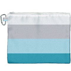 Blue Gray Striped Pattern Horizontal Stripes Canvas Cosmetic Bag (xxxl) by yoursparklingshop