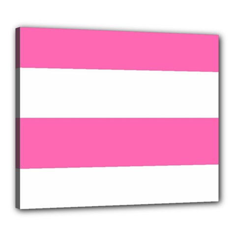 Horizontal Pink White Stripe Pattern Striped Canvas 24  X 20  by yoursparklingshop