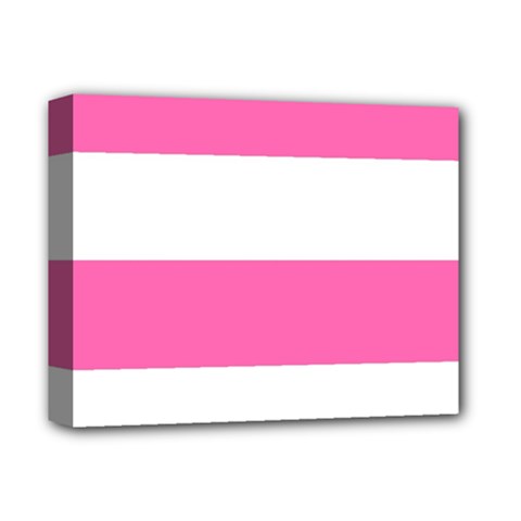 Horizontal Pink White Stripe Pattern Striped Deluxe Canvas 14  X 11  by yoursparklingshop