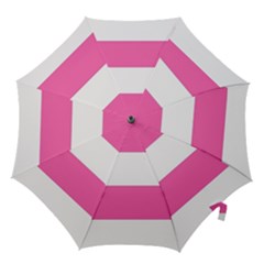 Horizontal Pink White Stripe Pattern Striped Hook Handle Umbrellas (large) by yoursparklingshop