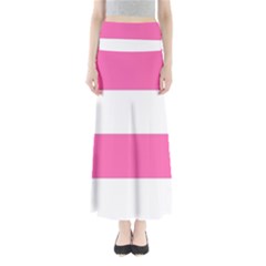 Horizontal Pink White Stripe Pattern Striped Full Length Maxi Skirt by yoursparklingshop