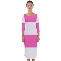 Horizontal Pink White Stripe Pattern Striped Quarter Sleeve Midi Bodycon Dress by yoursparklingshop