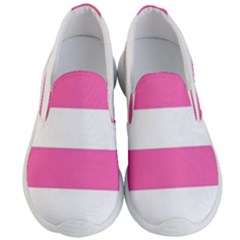 Horizontal Pink White Stripe Pattern Striped Men s Lightweight Slip Ons by yoursparklingshop