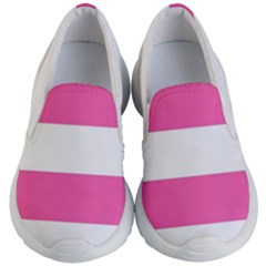 Horizontal Pink White Stripe Pattern Striped Kid s Lightweight Slip Ons