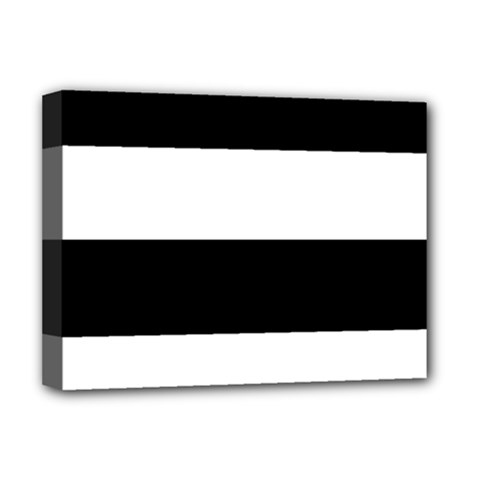 Black And White Striped Pattern Stripes Horizontal Deluxe Canvas 16  x 12  