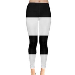 Black And White Striped Pattern Stripes Horizontal Leggings 