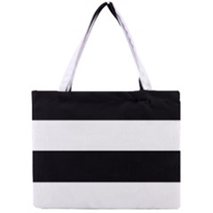 Black And White Striped Pattern Stripes Horizontal Mini Tote Bag